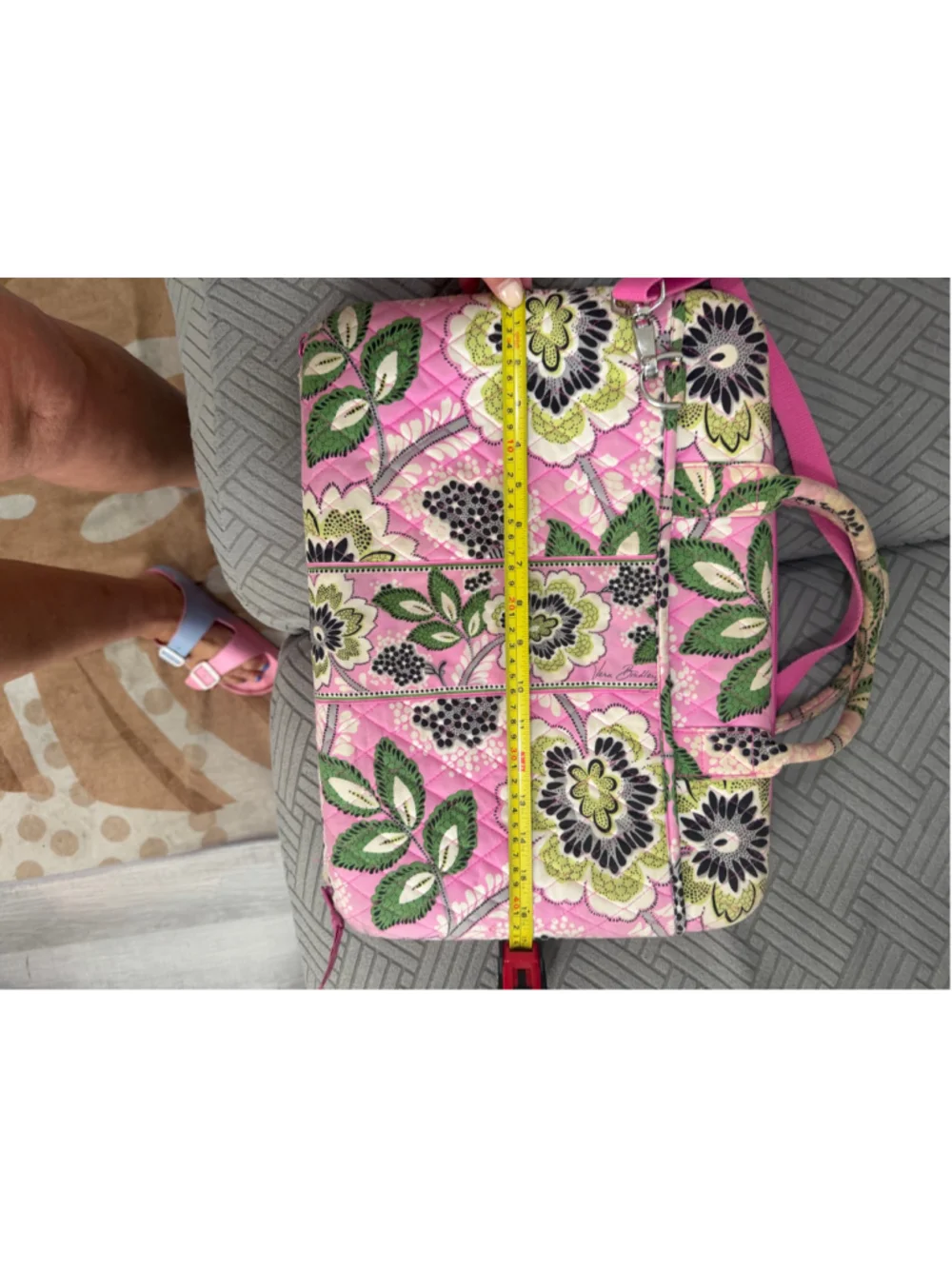 Women's Vera Bradley Laptop Bag One Size Pink Green Floral Quilted